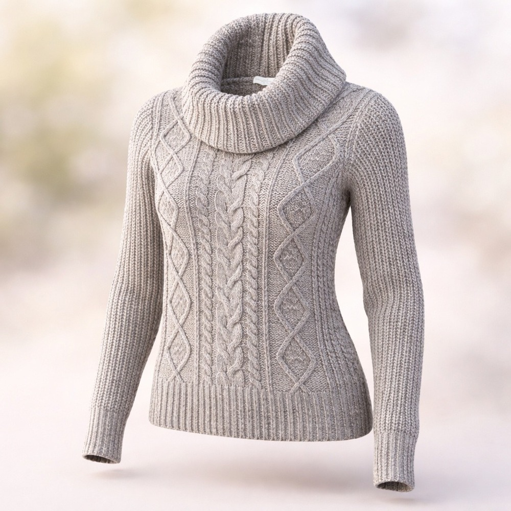 Y2K Abercrombie & Fitch Womens Chunky Cowl Neck Sweater XS Preppy Fisherman Cozy